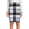 imageIDEALSANXUN Womens Knee Length Plaid Skirt Fall Winter High Waisted Bodycon Pencil Sweater SkirtGrey