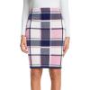 imageIDEALSANXUN Womens Knee Length Plaid Skirt Fall Winter High Waisted Bodycon Pencil Sweater SkirtPink