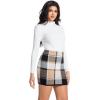 imageIDEALSANXUN Womens Sweater Plaid Skirt Fall Winter High Waisted Bodycon Pencil Mini SkirtsBrown New