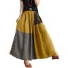 imageIDEALSANXUN Linen Skirts for Women Spring Summer A Line Casual Elastic High Waisted Color Block Plaid Patchwork Midi SkirtYellow