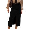 imageIDEALSANXUN Womens Corduroy Skirt Fall Winter High Waisted Bodycon Midi Pencil Skirt with Front SlitBlack