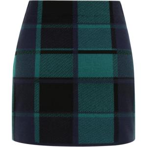 imageIDEALSANXUN Womens Sweater Plaid Skirt Fall Winter High Waisted Bodycon Pencil Mini SkirtsGreen