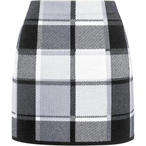 imageIDEALSANXUN Womens Sweater Plaid Skirt Fall Winter High Waisted Bodycon Pencil Mini SkirtsGrey