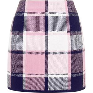imageIDEALSANXUN Womens Sweater Plaid Skirt Fall Winter High Waisted Bodycon Pencil Mini SkirtsPink