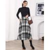imageIDEALSANXUN Plaid Skirts for Women Fall Winter High Waisted A Line Wool Tartan Long Pleated Maxi Skirt Plaid Grey New XL
