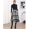 imageIDEALSANXUN Plaid Skirts for Women Fall Winter High Waisted A Line Wool Tartan Long Pleated Maxi Skirt Plaid Grey New XL