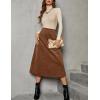 imageIDEALSANXUN Womens Corduroy Skirt Fall Winter High Waisted A Line Midi SkirtBrown