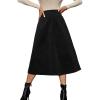 imageIDEALSANXUN Womens Corduroy Skirt Fall Winter High Waisted A Line Midi SkirtBlack