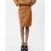 imageIDEALSANXUN Womens Suede Skirt Fall Winter High Waisted Knee Length Pencil SkirtBrown