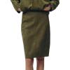 imageIDEALSANXUN Womens Suede Skirt Fall Winter High Waisted Knee Length Pencil SkirtArmy