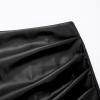 imageIDEALSANXUN Leather Skirts for Women Faux Leather High Waisted Pencil Warp Bodycon Asymmetrical Ruched Mini SkirtBlack