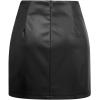 imageIDEALSANXUN Leather Skirts for Women Faux Leather High Waisted Pencil Warp Bodycon Asymmetrical Ruched Mini SkirtBlack