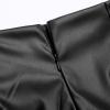 imageIDEALSANXUN Leather Skirts for Women Faux Leather High Waisted Pencil Warp Bodycon Asymmetrical Ruched Mini SkirtBlack