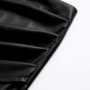imageIDEALSANXUN Leather Skirts for Women Faux Leather High Waisted Pencil Warp Bodycon Asymmetrical Ruched Mini SkirtBlack