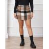 imageIDEALSANXUN Womens Plus Size Plaid Skirts Fall Winter High Waisted Cute Wool Flannel Mini SkirtBrown New