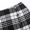 imageIDEALSANXUN Womens Wool Plaid Skirt Fall Winter High Waisted Button Pencil Mini SkirtBlackwhite