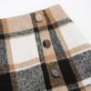 imageIDEALSANXUN Womens Wool Plaid Skirt Fall Winter High Waisted Button Pencil Mini SkirtBrown New