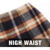 imagePlaid Pencil Skirts for Women Fall Winter High Waisted Bodycon Midi Wool Knee Length Skirt with SlitBrown 01 XXL