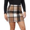 imageIDEALSANXUN Womens Plus Size Plaid Skirts Fall Winter High Waisted Cute Wool Flannel Mini SkirtBrown New