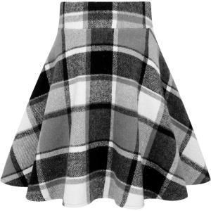 imageIDEALSANXUN Womens Plaid Skirt Fall Winter High Waisted A Line Pleated Mini SkirtGrey