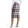 imageIDEALSANXUN Womens Midi Plaid Skirt Fall Winter High Waisted Pencil Skirt with Back SlitBrown