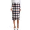imageIDEALSANXUN Womens Midi Plaid Skirt Fall Winter High Waisted Pencil Skirt with Back SlitBrown