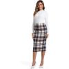 imageIDEALSANXUN Womens Midi Plaid Skirt Fall Winter High Waisted Pencil Skirt with Back SlitBrown
