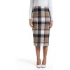 imageIDEALSANXUN Womens Midi Plaid Skirt Fall Winter High Waisted Pencil Skirt with Back SlitBrown New
