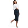 imageIDEALSANXUN Womens Midi Plaid Skirt Fall Winter High Waisted Pencil Skirt with Back SlitGreen