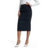 imageIDEALSANXUN Womens Midi Plaid Skirt Fall Winter High Waisted Pencil Skirt with Back SlitGreen