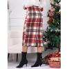 imageIDEALSANXUN Womens Midi Plaid Skirt Fall Winter High Waisted Pencil Skirt with Back SlitWine