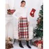 imageIDEALSANXUN Womens Midi Plaid Skirt Fall Winter High Waisted Pencil Skirt with Back SlitWine