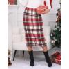 imageIDEALSANXUN Womens Midi Plaid Skirt Fall Winter High Waisted Pencil Skirt with Back SlitWine