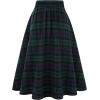 imageIDEALSANXUN Womens Plaid Skirts Fall Winter High Waisted Button Down A Line Pleated Midi Skirt with PocketsGreen