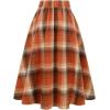 imageIDEALSANXUN Womens Plaid Skirts Fall Winter High Waisted Button Down A Line Pleated Midi Skirt with PocketsOrange