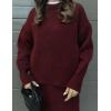 imageIDEALSANXUN Womens Sweater Skirt Sets Cozy Fall Fashion Winter Clothing 2 Piece SetsBurgundy