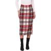 imageIDEALSANXUN Womens Midi Plaid Skirt Fall Winter High Waisted Pencil Skirt with Back SlitWine