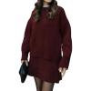 imageIDEALSANXUN Womens Sweater Skirt Sets Cozy Fall Fashion Winter Clothing 2 Piece SetsBurgundy
