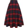 imageIDEALSANXUN Womens Fall Winter High Waisted Wool Plaid Aline Long SkirtPlaid Red