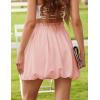 imageIDEALSANXUN Bubble Skirt for Women Spring Summer High Waisted Cute Shorts Casual Flowy Ruffled Mini SkortsPink