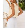 imageIDEALSANXUN Eyelet Tank Tops for Women Spring Summer Cute Cropped Sleeveless Shirts BlousesBeige