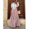 imageIDEALSANXUN Floral Skirts for Women Spring Summer Casual Flowy A Line Elastic High Waisted Boho Long Maxi SkirtPink