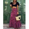 imageIDEALSANXUN Floral Skirts for Women Spring Summer Casual Flowy A Line Elastic High Waisted Boho Long Maxi SkirtRose