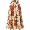 imageIDEALSANXUN Floral Skirts for Women Trendy Spring Summer Casual Flowy A Line Tiered Elastic High Waisted Boho Midi SkirtBeige
