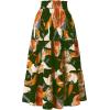imageIDEALSANXUN Floral Skirts for Women Trendy Spring Summer Casual Flowy A Line Tiered Elastic High Waisted Boho Midi SkirtGreen