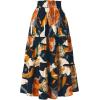 imageIDEALSANXUN Floral Skirts for Women Trendy Spring Summer Casual Flowy A Line Tiered Elastic High Waisted Boho Midi SkirtNavy