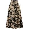 imageIDEALSANXUN Floral Skirts for Women Trendy Spring Summer Flowy A Line Elastic High Waisted Tiered Flower Boho Midi SkirtKhaki