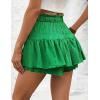 imageIDEALSANXUN Flowy Shorts for Women Spring Summer Ruffle Tiered Skorts Elastic High Waist Drawstring Golf Tennis Mini SkirtGreen