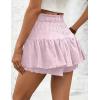 imageIDEALSANXUN Flowy Shorts for Women Spring Summer Ruffle Tiered Skorts Elastic High Waist Drawstring Golf Tennis Mini SkirtPink