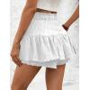 imageIDEALSANXUN Flowy Shorts for Women Spring Summer Ruffle Tiered Skorts Elastic High Waist Drawstring Golf Tennis Mini SkirtWhite